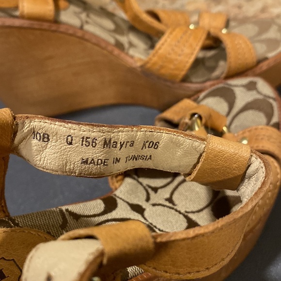 Coach Wood Platform Monogram Sandal Size 10. - Picture 3 of 10